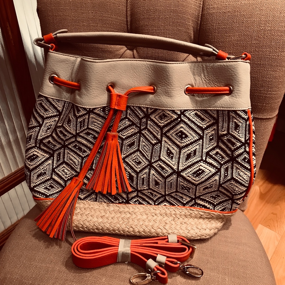 'Sammi' Woven Drawstring Bucket Bag BIG BUDDHA